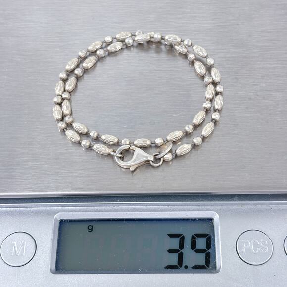 Milor Ball Bead Chain Anklet | Vintage Italian Sterling Silver 925 10" - Picture 4 of 4